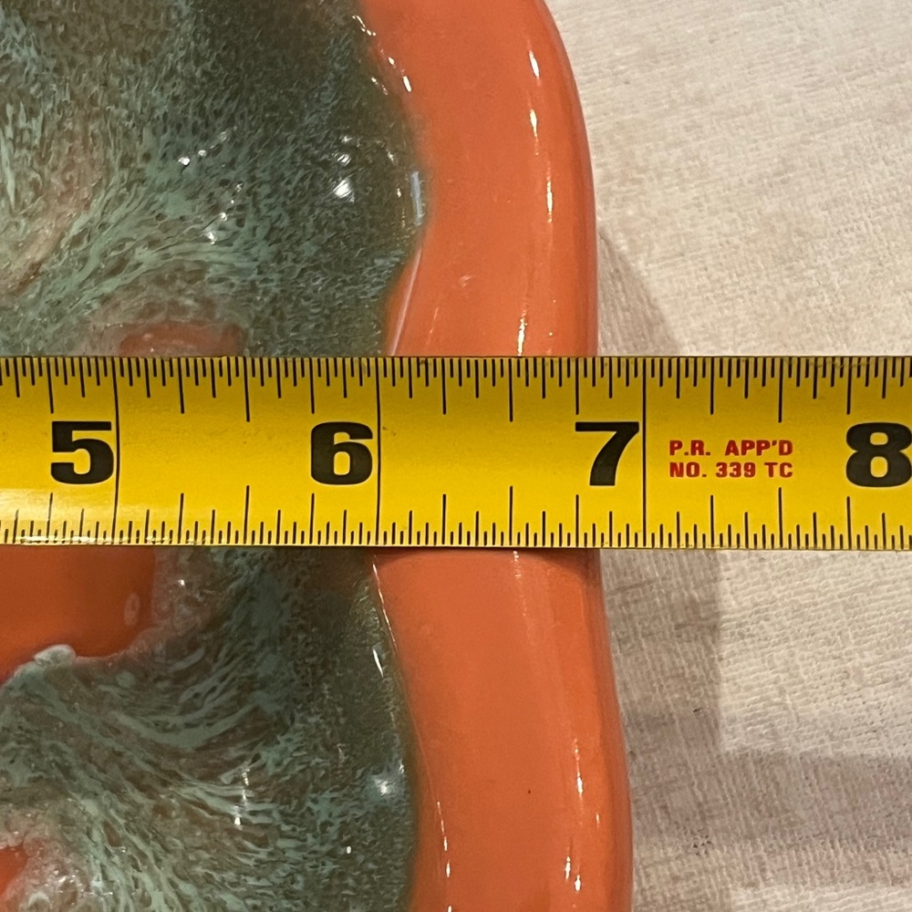Handcrafted Orange and Green Ceramic Decorative Bowl - Picture 8 of 8